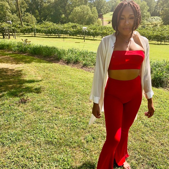 Red Two-Piece Pants set - Picture 4 of 6